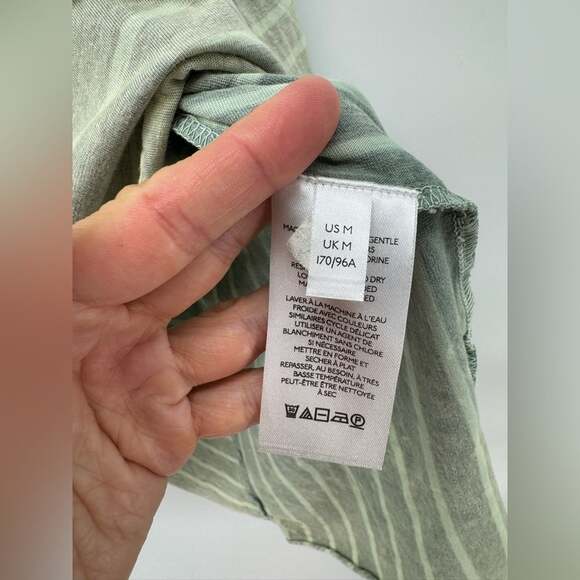 Pilcro Anthropologie The Riley Top Scoop Neck Green Striped Cotton Relaxed Fit - Picture 4 of 8